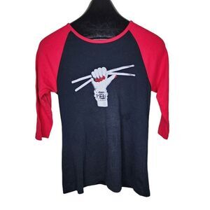 Lone Star Percussion Drummer Drumsticks Music Baseball Tshirt Women XL Black